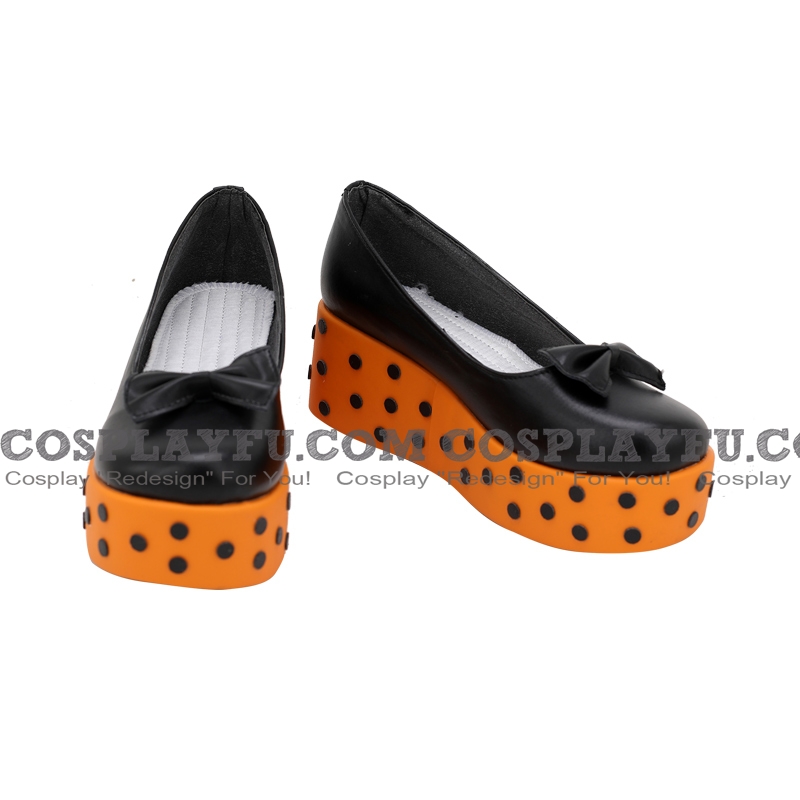 코스프레 Lolita Halloween Black Orange Shoes (206)