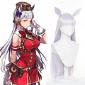 Uma Musume Pretty Derby Gold Ship Perücke (Long Straight Silver, with Ears, 209)