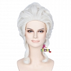 Classique Queen Moyen Curly Blanc Perruque (02190)