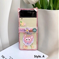 Z Flip 5 담홍색 Fox 3D Animals with Hinge Protect with Chain Clear 전화 Case for Samsung Galaxy Z Flip 3 4 5 코스프레