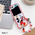 Z Flip 5 Mouse Animals with Colorful Chain Telefon Case for Samsung Galaxy Z Flip 3 4 5 Cosplay
