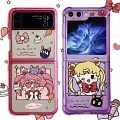 Z Flip 5 Japanese Moon Girls Clear Rosa Lila Telefon Case for Samsung Galaxy Z Flip 3 4 5 Cosplay