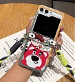 Z Flip 5 Strawberry Bear Phone Case for Samsung Galaxy Z Flip 3 4 5 with Hinge Protection Lanyard