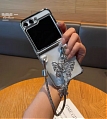 Z Flip 5 Schmetterling Korean Clear Telefon Case for Samsung Galaxy Z Flip 3 4 5 with Chian Cosplay