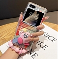 Z Flip 5 Japanese Rosado Monster 3D Animals Clear Teléfono Case for Samsung Galaxy Z Flip 3 4 5 with Chain Cosplay