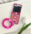 Z Flip 5 Mario 3D アニメ レッド Clear with Chain 電話番号 Case for Samsung Galaxy Z Flip 3 4 5 コスプレ