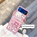 Cartoon Japanese Pink Rabbit Clear Phone Case for Samsung Galaxy Z Flip 3 4 with Hinge Protect