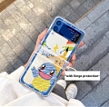 Cartoon Japanese Blu Turtle Clear Telefono Case for Samsung Galaxy Z Flip 3 4 with Hinge Protect Cosplay