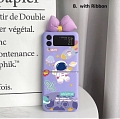 Cartoon Astronaut Purple Phone Case for Samsung Galaxy Z Flip 3 with Ribbon
