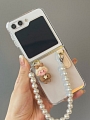 Z Flip 5 Simple elegant 3D Mädchen Clear Dünn Telefon Case for Samsung Galaxy Z Flip 5 with Chain Cosplay