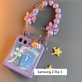 Z Flip 5 Simple Elegant 3D девушка Пурпурный Телефон Case for Samsung Galaxy Z Flip 5 with Chain Косплей