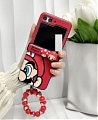 Z Flip 5 Japanese 3D Gamer Boy Rot Telefon Case for Samsung Galaxy Z Flip 3 4 5 with Chain Cosplay
