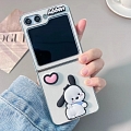 Z Flip 5 Cartoon 3D Japanese Perro Blanco Teléfono Case for Samsung Galaxy Z Flip 5 Cosplay