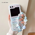 Z Flip 5 Japanese Blanco Perro Teléfono Case for Samsung Galaxy Z Flip 5 with Chain Cosplay (195)