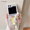 Z Flip 5 Japanese желтый Dog Телефон Case for Samsung Galaxy Z Flip 5 with Chain Косплей