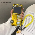 Z Flip 5 Cartoon School Boy and Dog Phone Case for Samsung Galaxy Z Flip 3 4 5 with Chain
