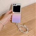 Z Flip 5 Korean Colorful Phone Case for Samsung Galaxy Z Flip 3 4 5 with Chain