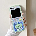 Z Flip 5 Cartoon Buzz Astronaut Green Monster Clear Phone Case for Samsung Galaxy Z Flip 5