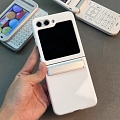 Z Flip 5 Elegant Korean White Phone Case for Samsung Galaxy Z Flip 5 with Holder