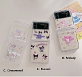 Z Flip 5 Japanese Chat Lapin Chien Clear Téléphone Case for Samsung Galaxy Z Flip 3 4 5 Cosplay