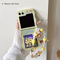Z Flip 5 Cartoon Japanese Jaune Violet Monster Téléphone Case for Samsung Galaxy Z Flip 5 with Chain Cosplay
