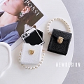 Z Flip 5 Elegant Korean White Black Leather Phone Case for Samsung Galaxy Z Flip 3 4 5 with Bag with Chain