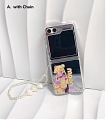 Z Flip 5 Cartoon Japanese Moon Girl Mirror Phone Case for Samsung Galaxy Z Flip 2 3 4 5 with Chain