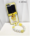 Z Flip 5 Cartoon Japanese 3D желтый Dog Телефон Case for Samsung Galaxy Z Flip 3 4 5 with Chain Косплей