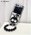 Z Flip 5 Cartoon Japanese 3D Black Monster Phone Case for Samsung Galaxy Z Flip 3 4 5 with Chain