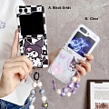 Z Flip 5 Cartoon Japanese черный Cat Clear Телефон Case for Samsung Galaxy Z Flip 3 4 5 with Chain Косплей