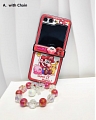 Z Flip 5 Cartoon Japanese Gamer Vermelho Boy 3D Animals Telefone Case for Samsung Galaxy Z Flip 3 4 5 with Chain Cosplay
