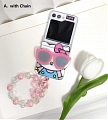Z Flip 5 Cartoon Japanese Gatto 3D Sun Occhiali Holder Clear Telefono Case for Samsung Galaxy Z Flip 3 4 5 with Chain Cosplay