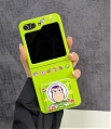 Z Flip 5 Cartoon American Boy Astronaut зеленый Телефон Case for Samsung Galaxy Z Flip 3 4 5 with Holder Косплей