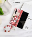 Z Fold 5 Japanese Strawberry Cake Clear Phone Case for Samsung Galaxy Z Fold 3 4 5 with Chain