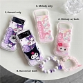 Z Flip 5 Japanese Pink Rabbit Black Cat Phone Case for Samsung Galaxy Z Flip 3 4 5 with Holder Chain