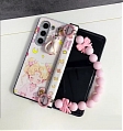 Z Fold 5 Cartoon Japanese Moon Girl with Luna Chain Pink Phone Case for Samsung Galaxy Z Fold 3 4 5