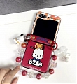 Z Flip 5 Cartoon Japanese Hund with Animals Chain Rot Telefon Case for Samsung Galaxy Z Flip 3 4 5 Cosplay