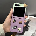 Z Flip 5 Cute Kawaii 3D Orso Animals Viola Telefono Case for Samsung Galaxy Z Flip 3 4 5 Cosplay