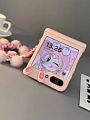 Z Flip 5 Korean Cute Kawaii Lovely 3D Lapin Animals Ears Rose Téléphone Case for Samsung Galaxy Z Flip 5 with Chain Cosplay
