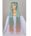 Cosplay Lungo Mixed Verde Rosa Twin Pony Tails Parrucca (20488)
