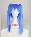 Medium Straight Twin Pony Tails Blue Wig (2207)