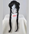 Long Straight Twin Pony Tails Black Wig (2763)