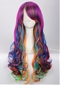 Long Curly Mixed Purple and Blue Wig (4682)