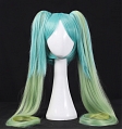 Cosplay Long Straight Green Yellow Twin Pony Tails Wig (017)