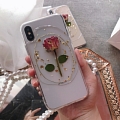 Handmade Telefon Case for iPhone 6 7 8 plus x xr xs max case Cosplay (Rose with Golden Circle)