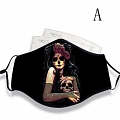 Day of the Dead Maschera for Adults with Pocket with Nose Wire Cosplay (Cotone, Washable, Reusable)