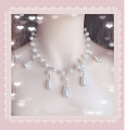 ホワイト Imitation Pearl Barocco Collar Choker for Women コスプレ (1245)