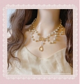 Transparent Acrylic Gem Лолита Imitation Pearl Collar Choker for Women Косплей (1245)