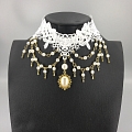 Blanco Encaje Lolita Luxury Lmitation Pearls Collar Choker for Women Cosplay (1245)