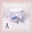 White and Blue Lace Lolita Bow Collar Choker for Women (1246)